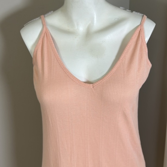 THE GREAT The Lace Slip Dress Rose Dust Deep Vneck Microdot Sz 1 US S NEW - Picture 4 of 12